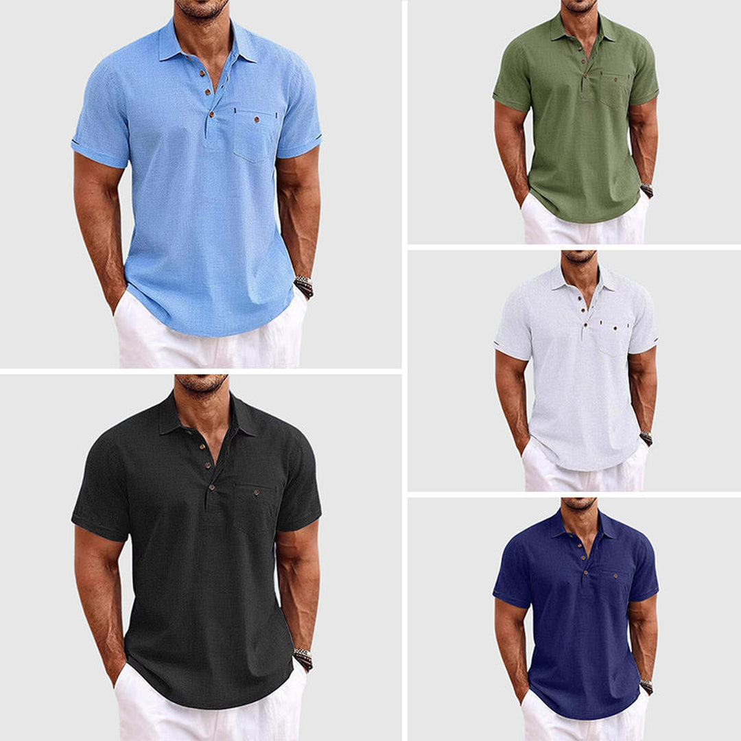 Men's Linen Polo Shirt – Breathable Relaxed Summer Fit – Green