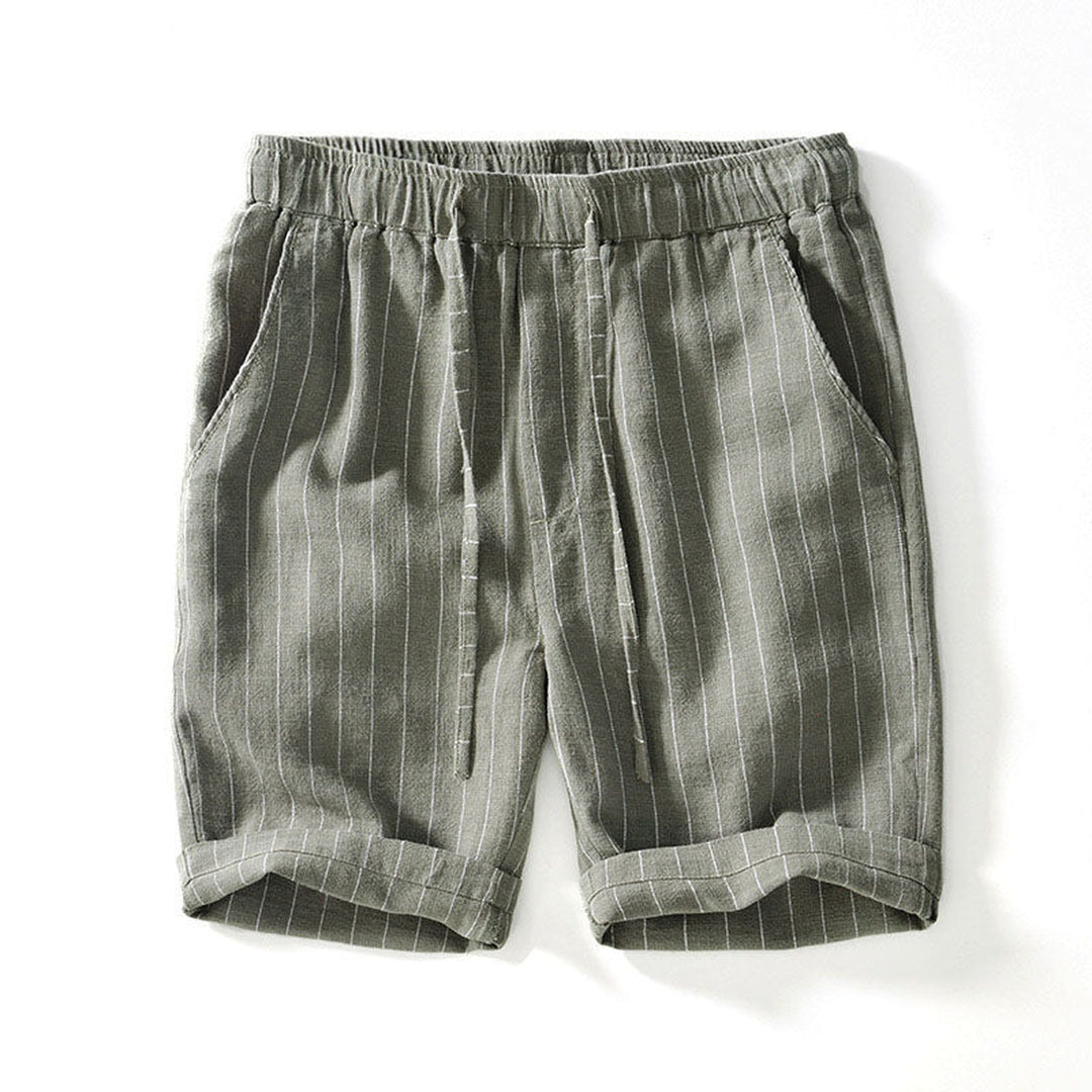 Men's Pinstripe Linen Shorts – Drawstring Coastal Style – view 2