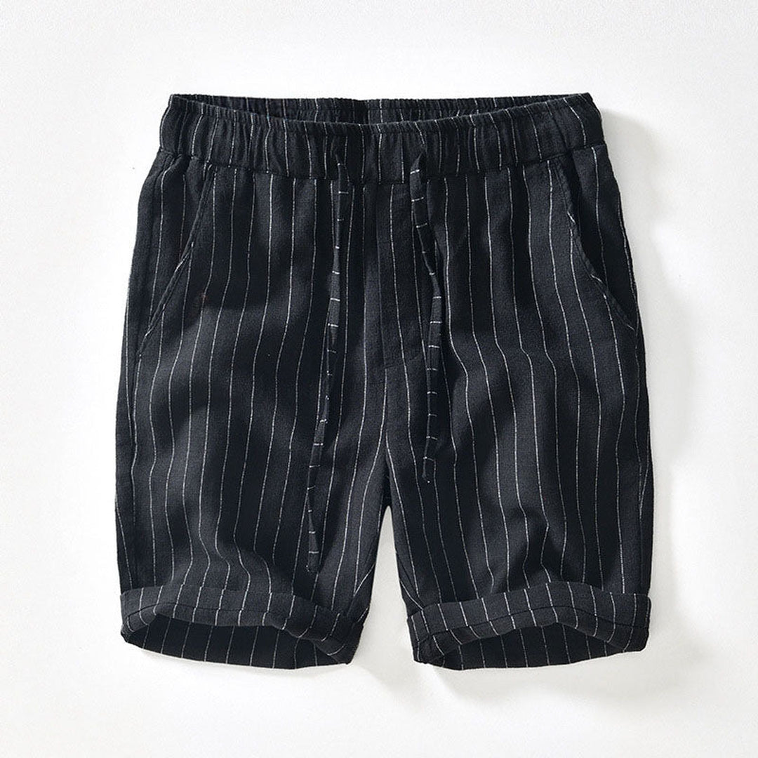 Men's Pinstripe Linen Shorts – Drawstring Coastal Style – view 3