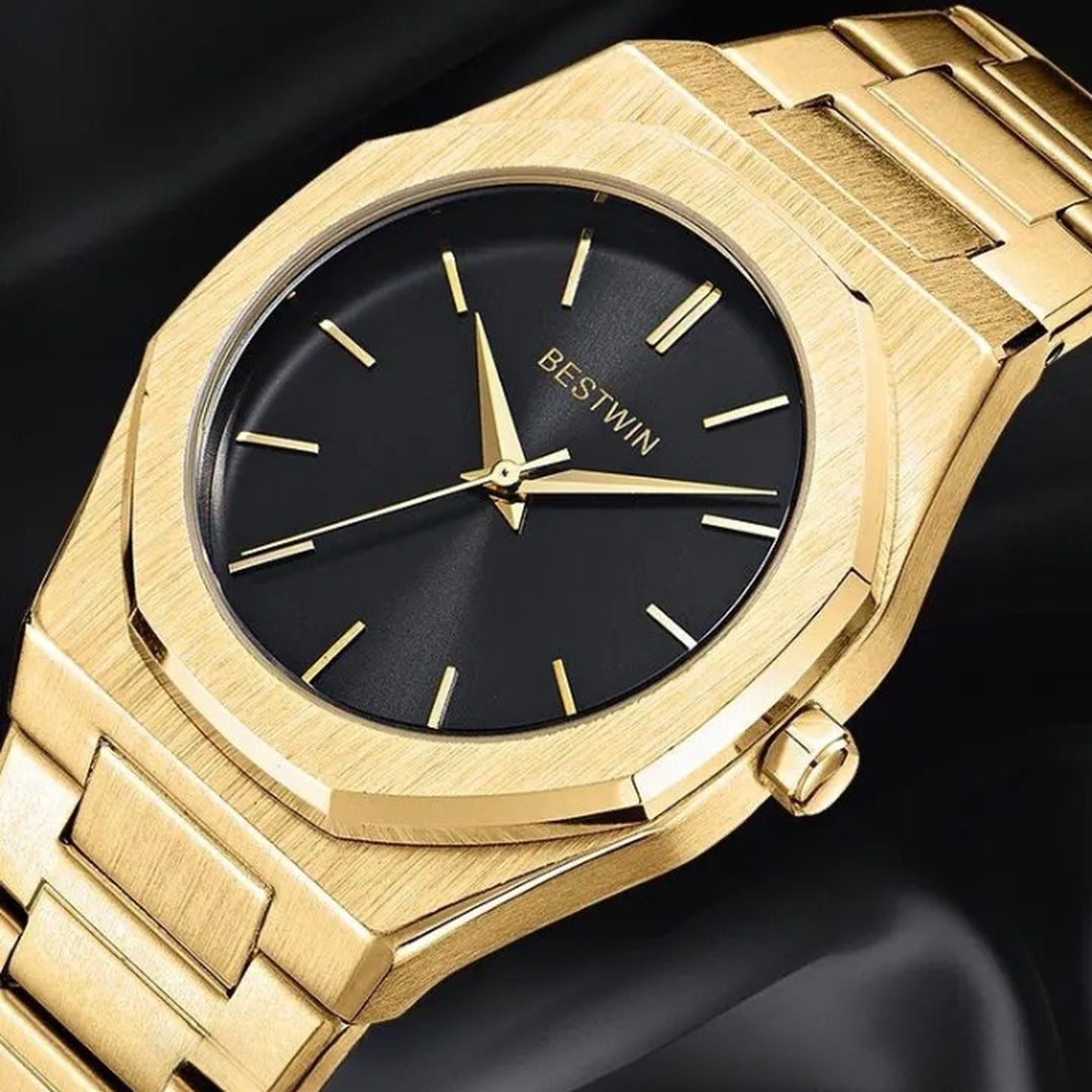 Men's Brushed Stainless Steel Watch – Octagonal Dress Timepiece – view 2