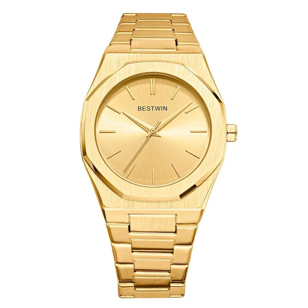 Men's Brushed Stainless Steel Watch – Octagonal Dress Timepiece – view 8