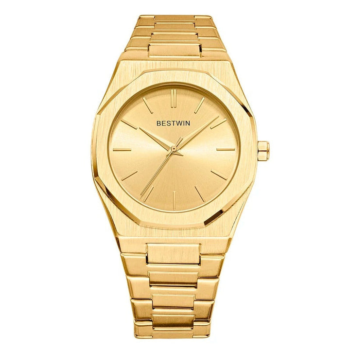 Men's Brushed Stainless Steel Watch – Octagonal Dress Timepiece – view 8