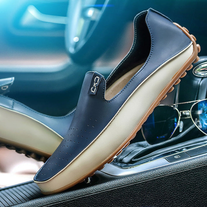 Men's Perforated Driving Loafers – Lightweight Slip-On Shoes – Beige