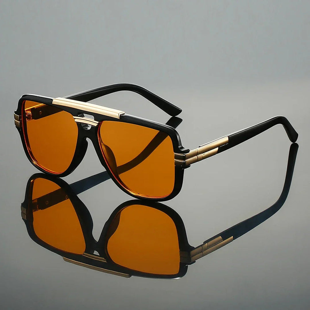 Men's Aviator Sunglasses – Retro Metal Frame – UV400 Lenses – Black
