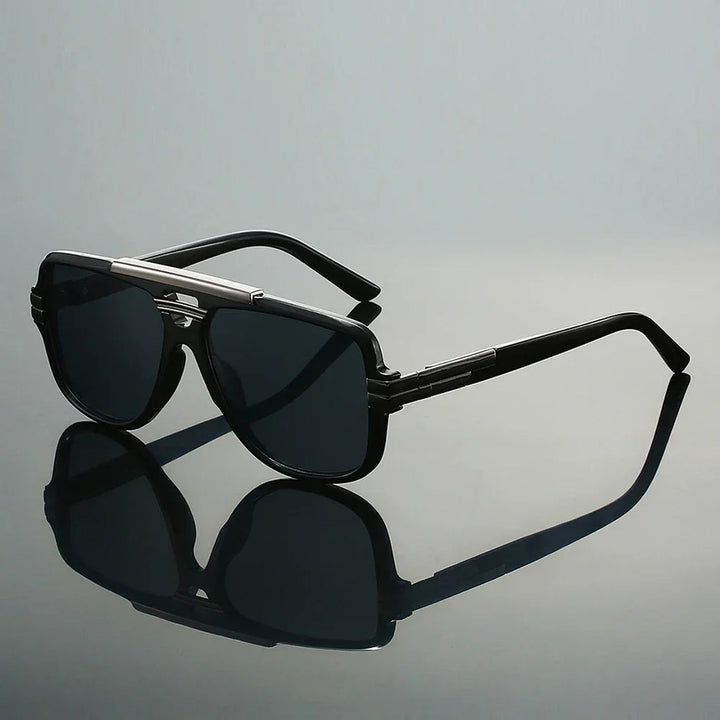 Men's Aviator Sunglasses – Retro Metal Frame – UV400 Lenses – Blue