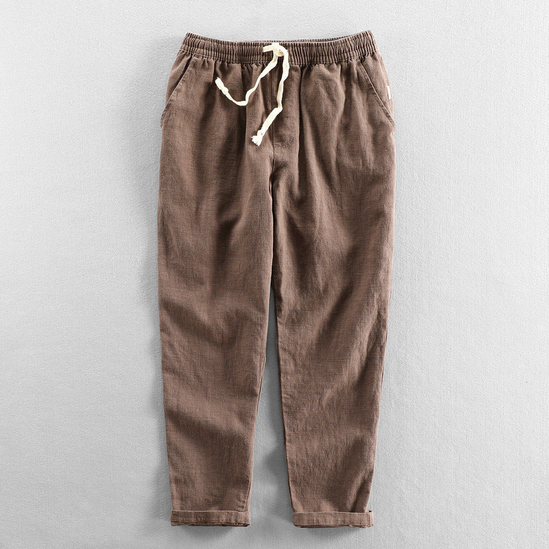 Men's Linen Drawstring Trousers – Relaxed Summer Tailoring – Navy