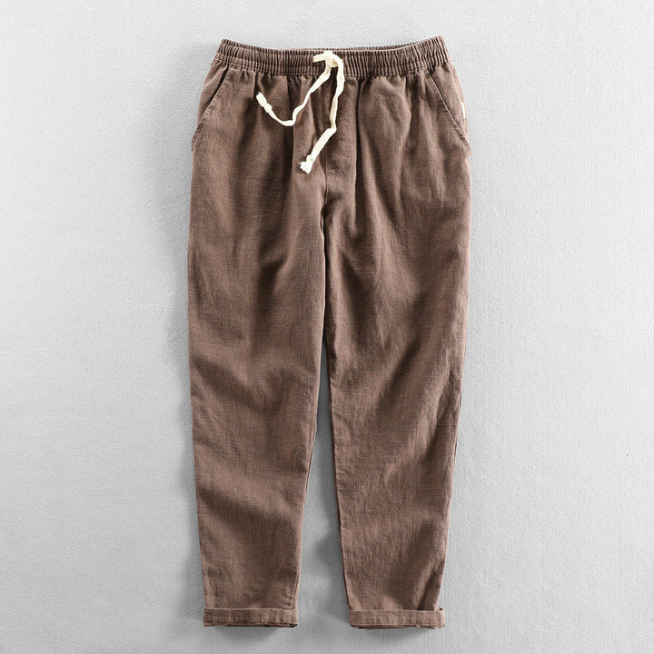 Men's Linen Drawstring Trousers – Relaxed Summer Tailoring – Navy
