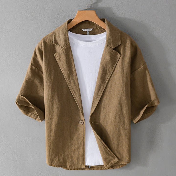 Men's Linen Blend Summer Blazer – Relaxed Tailored Jacket – Blue