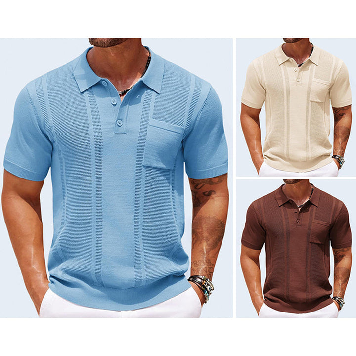 Men's Knitted Polo Shirt – Breathable Textured Summer Top – All 3 Colours