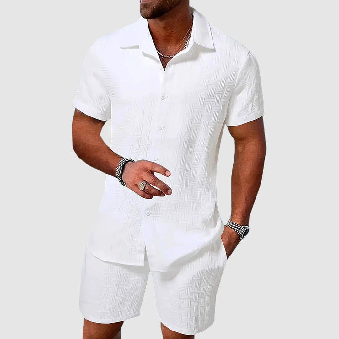 Men's Woven Shirt and Shorts Set – Breathable Holiday Co-ord – view 2