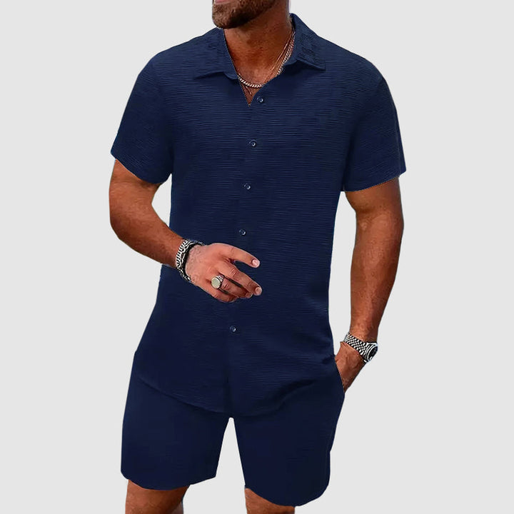 Men's Woven Shirt and Shorts Set – Breathable Holiday Co-ord – view 3