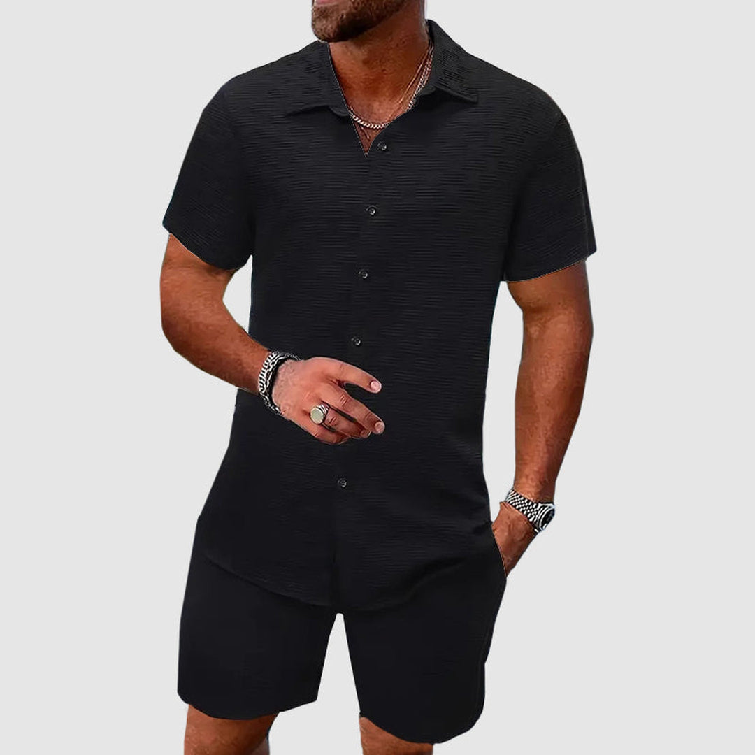 Men's Woven Shirt and Shorts Set – Breathable Holiday Co-ord – view 4