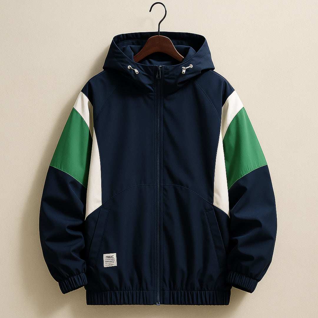 Men's Lightweight Hooded Windbreaker – Water-Resistant Jacket – Blue