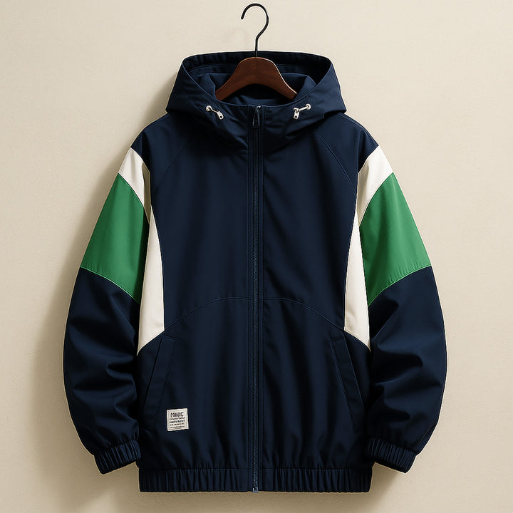 Men's Lightweight Hooded Windbreaker – Water-Resistant Jacket – Blue