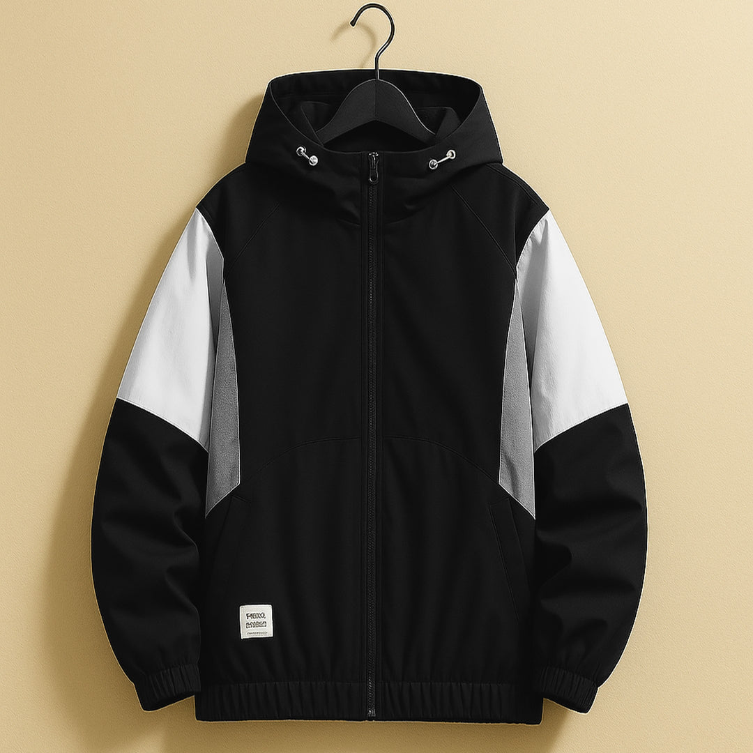 Men's Lightweight Hooded Windbreaker – Water-Resistant Jacket – Black