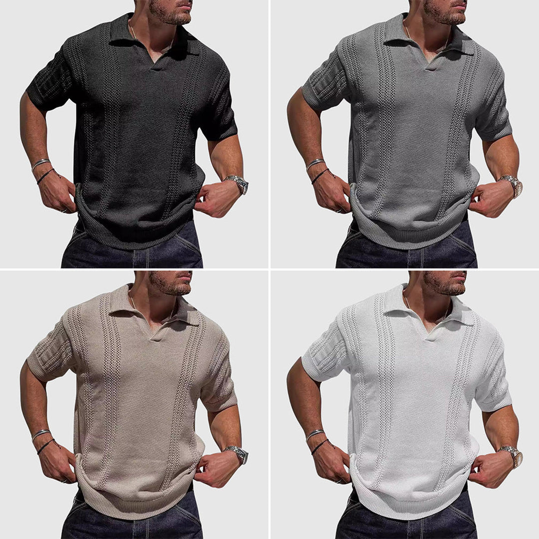 Men's Cotton-Blend Knitted Polo Shirt – Smart Casual Texture – All Colours Bundle (Buy 3 Get 1 Free)