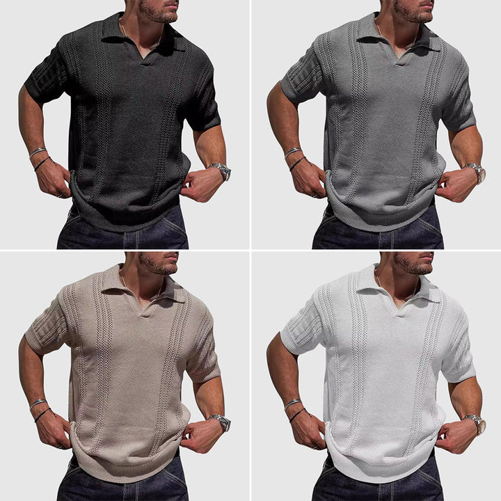 Men's Cotton-Blend Knitted Polo Shirt – Smart Casual Texture – All Colours Bundle (Buy 3 Get 1 Free)