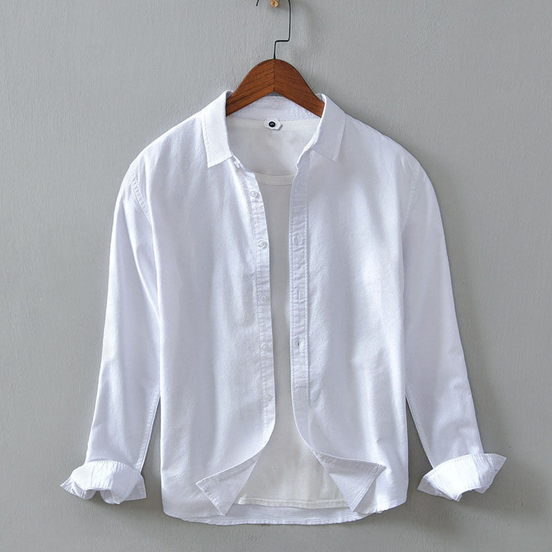 Men's Cotton Shirt – Versatile Button-Front Smart Casual Layer – Blue