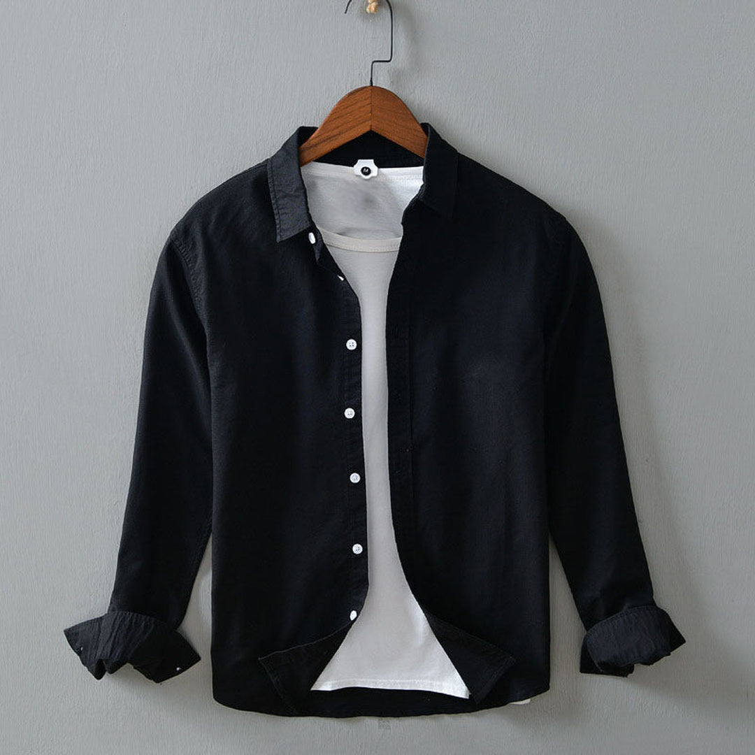 Men's Cotton Shirt – Versatile Button-Front Smart Casual Layer – White