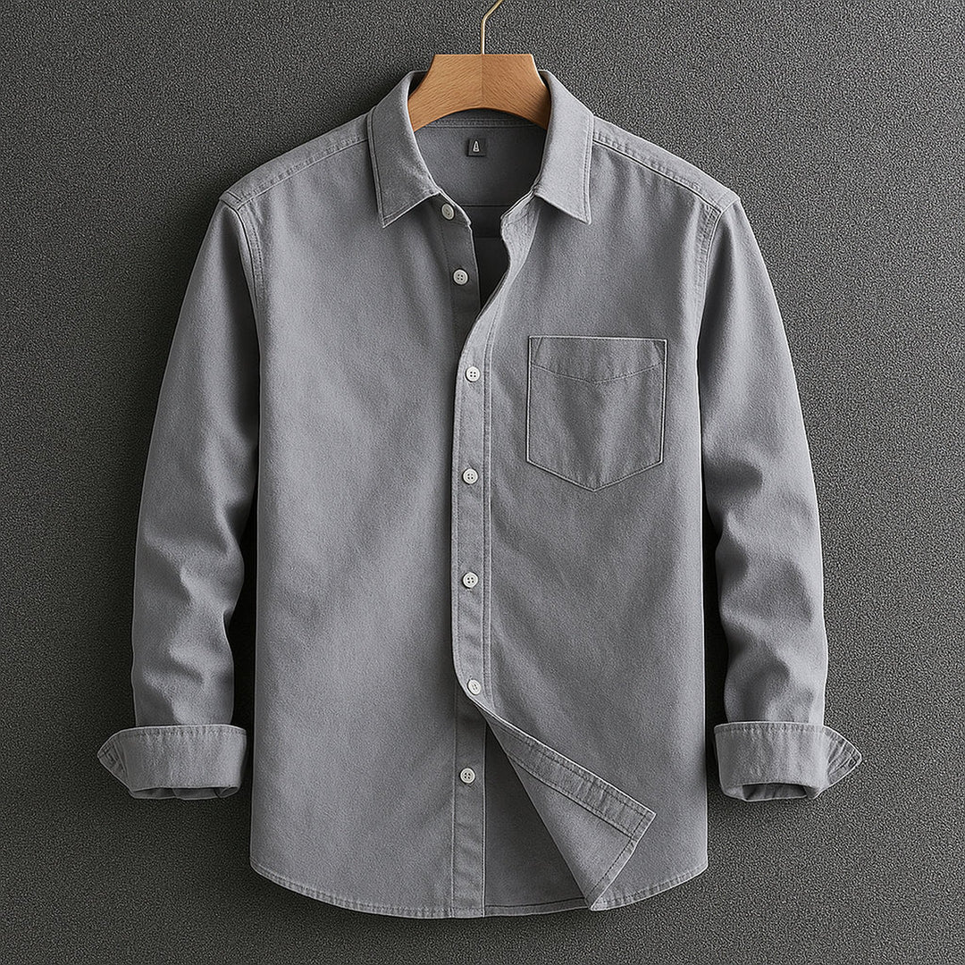 Men's Cotton Oxford Shirt – Classic Smart Casual Button-Down – Grey