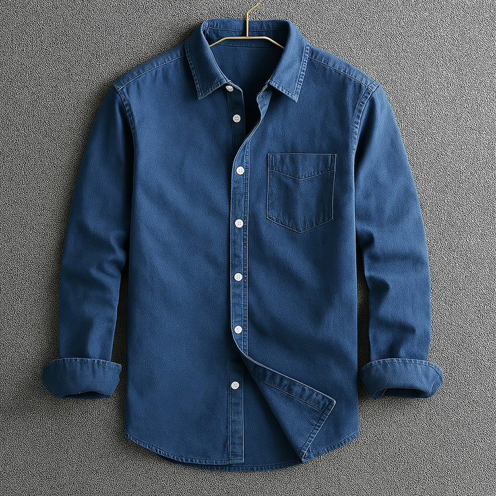 Men's Cotton Oxford Shirt – Classic Smart Casual Button-Down – Blue