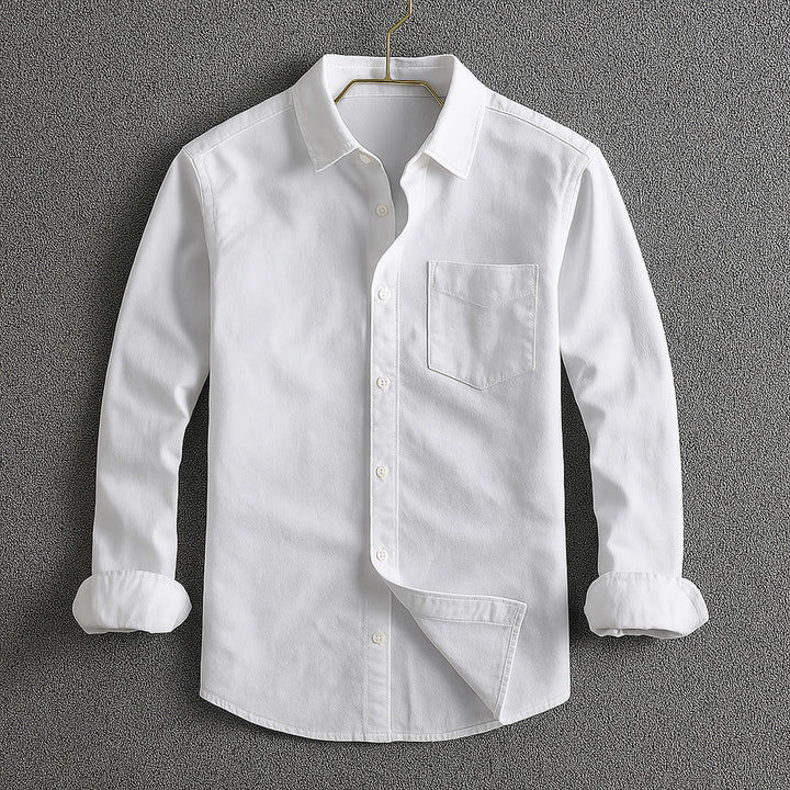 Men's Cotton Oxford Shirt – Classic Smart Casual Button-Down – White