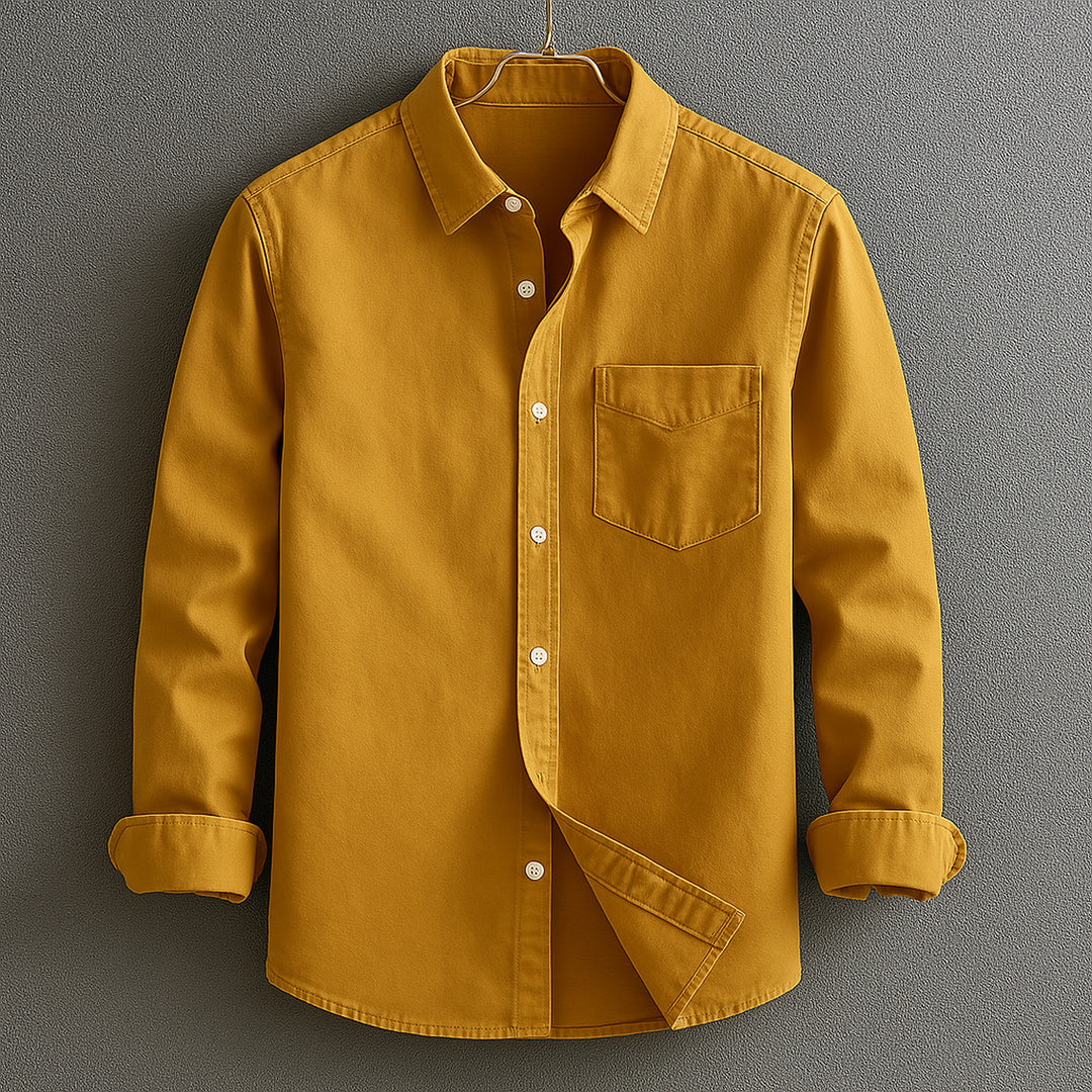 Men's Cotton Oxford Shirt – Classic Smart Casual Button-Down – Yellow