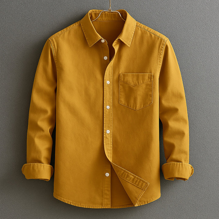 Men's Cotton Oxford Shirt – Classic Smart Casual Button-Down – Yellow