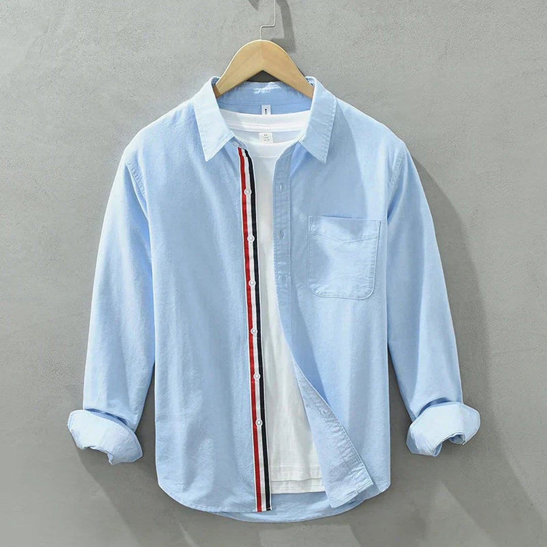Men's Lightweight Linen Shirt – Breathable Smart Casual Button-Up – Blue