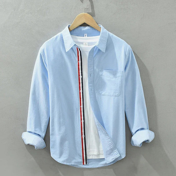 Men's Lightweight Linen Shirt – Breathable Smart Casual Button-Up – Blue