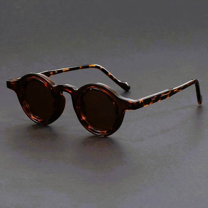 Men's Round Acetate Sunglasses – Retro Frames with UV Protection – Brown