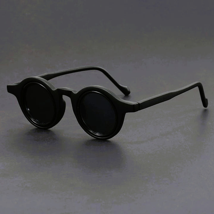 Men's Round Acetate Sunglasses – Retro Frames with UV Protection – Black