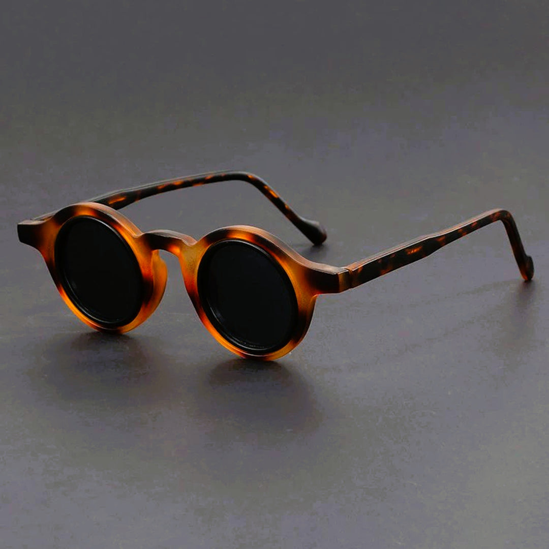 Men's Round Acetate Sunglasses – Retro Frames with UV Protection – Classic Tortoise