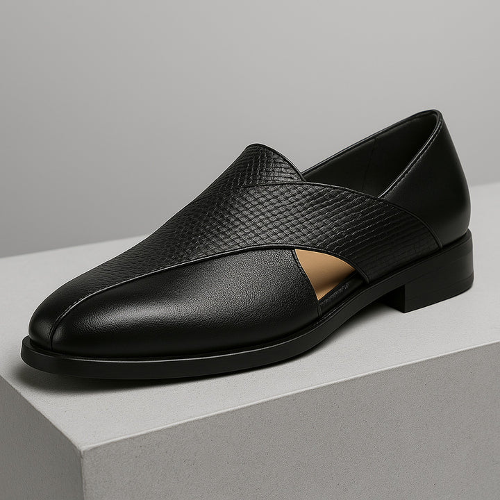 Men's Leather Cross-Strap Loafers – Smart Casual Slip-On Shoes – view 12