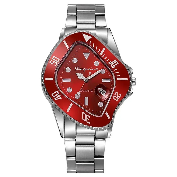 Men's Stainless Steel Quartz Watch – Sculpted Warped Dial – view 4