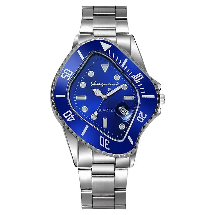 Men's Stainless Steel Quartz Watch – Sculpted Warped Dial – view 6