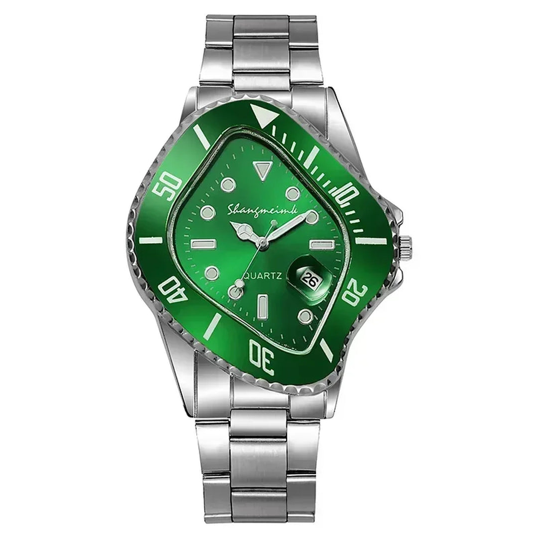 Men's Stainless Steel Quartz Watch – Sculpted Warped Dial – view 9