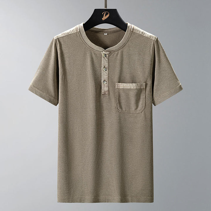 Men's Waffle-Knit Henley Top – Short Sleeve Casual Layer – view 4