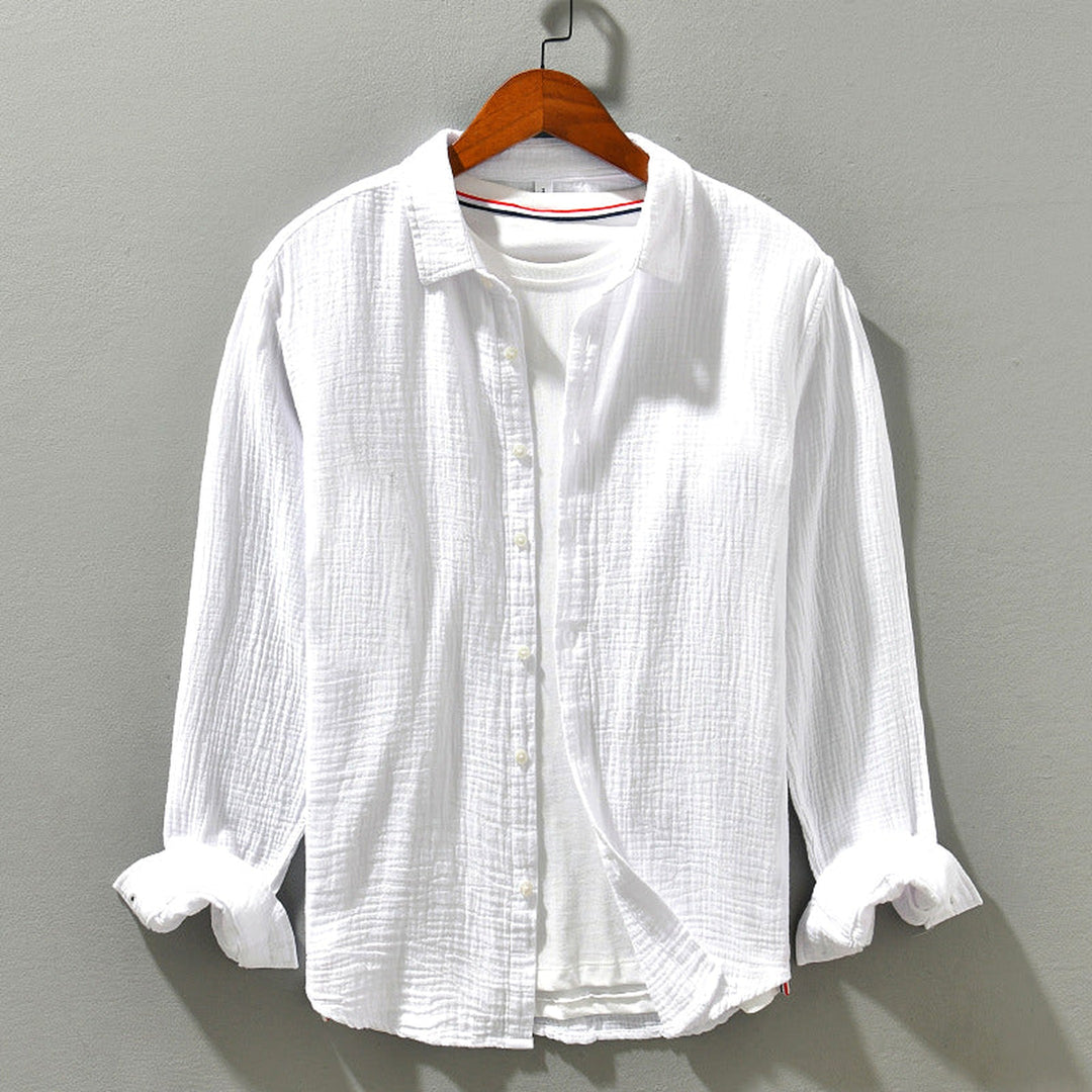 Men's Crinkle Cotton Shirt – Aegean Lightweight Casual – view 3