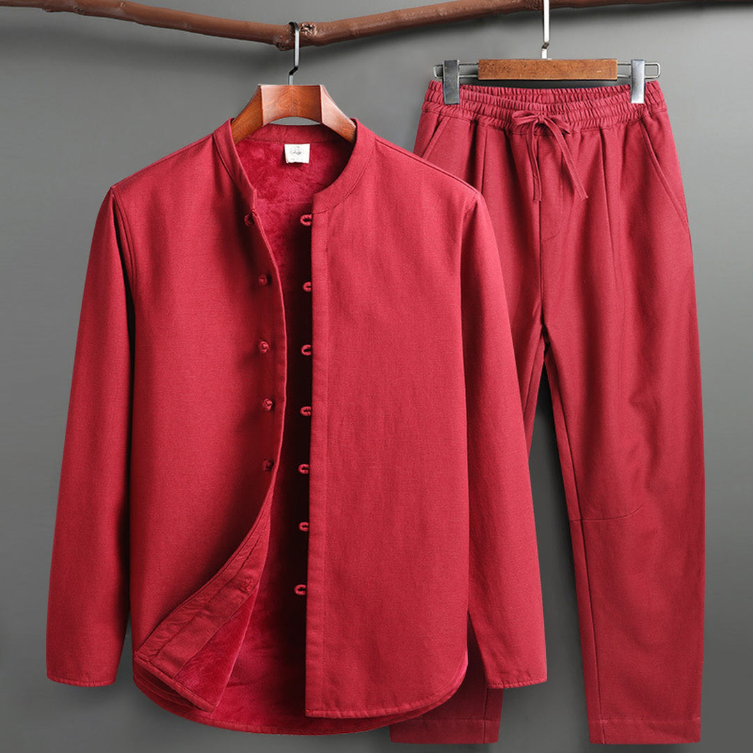 Men's Linen Lounge Set – Mandarin Collar Two-Piece Summer Co-ord – view 7