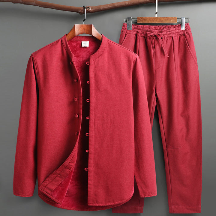 Men's Linen Lounge Set – Mandarin Collar Two-Piece Summer Co-ord – view 7