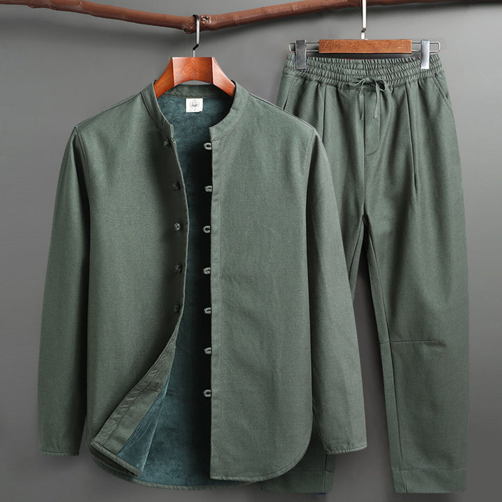 Men's Linen Lounge Set – Mandarin Collar Two-Piece Summer Co-ord – view 9