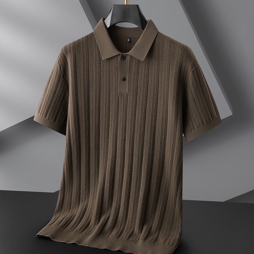 Men's Textured Knit Polo Shirt – Breathable Short-Sleeve Top – view 4