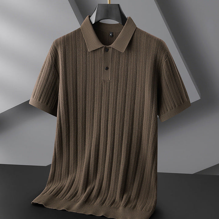 Men's Textured Knit Polo Shirt – Breathable Short-Sleeve Top – view 4