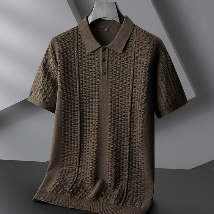 Men's Textured Knit Polo Shirt – Breathable Short-Sleeve Top – view 2