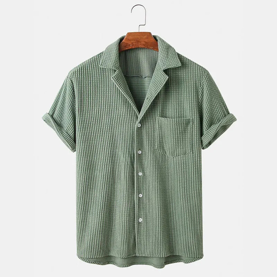 Men's Waffle-Knit Terry Shirt – Bruno Breathable Casual Summer – Sage