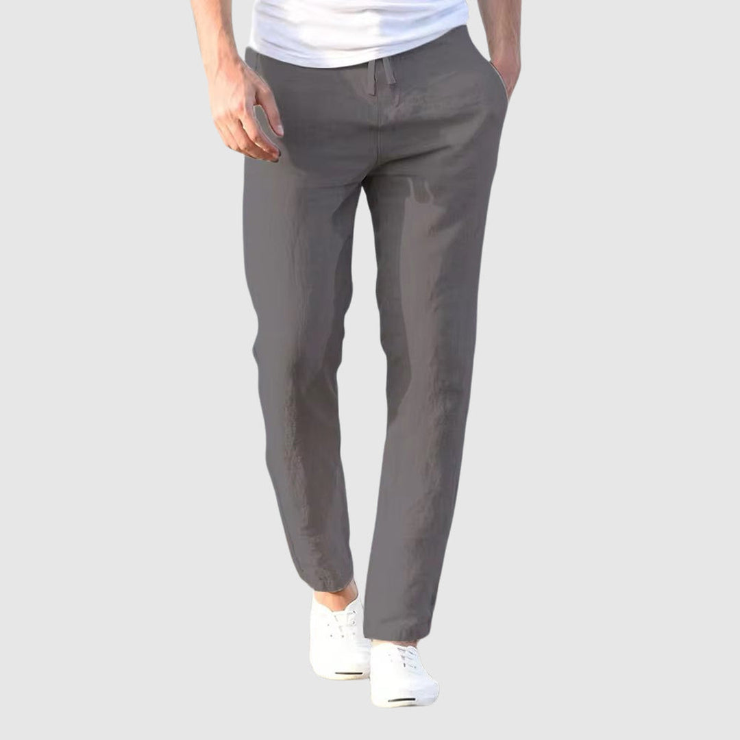 Men's Linen-Cotton Drawstring Trousers – Coastal Relaxed Fit – Black