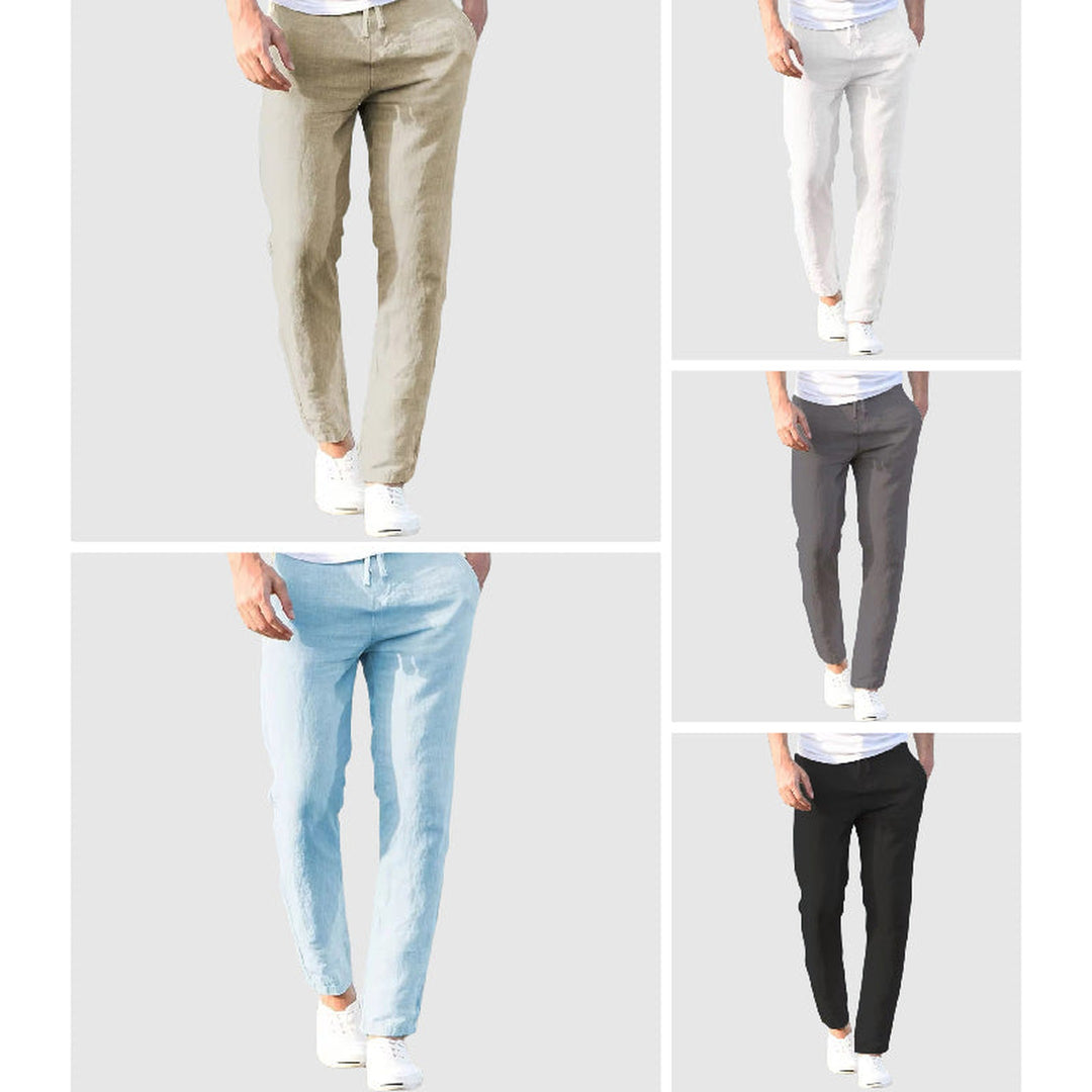 Men's Linen-Cotton Drawstring Trousers – Coastal Relaxed Fit – Grey