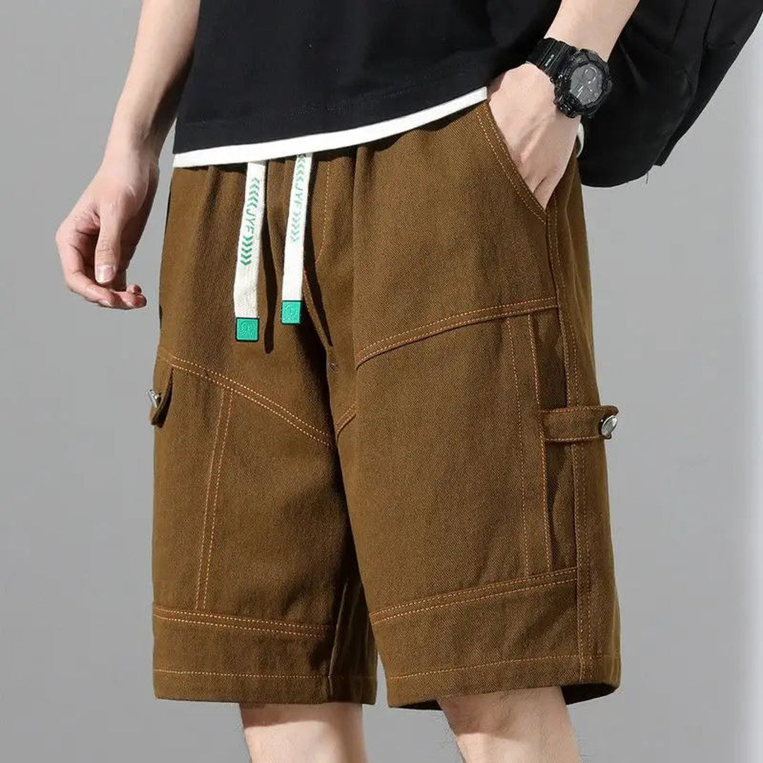Men's Canvas Cargo Shorts – Bordeaux Relaxed Drawstring Fit – view 3