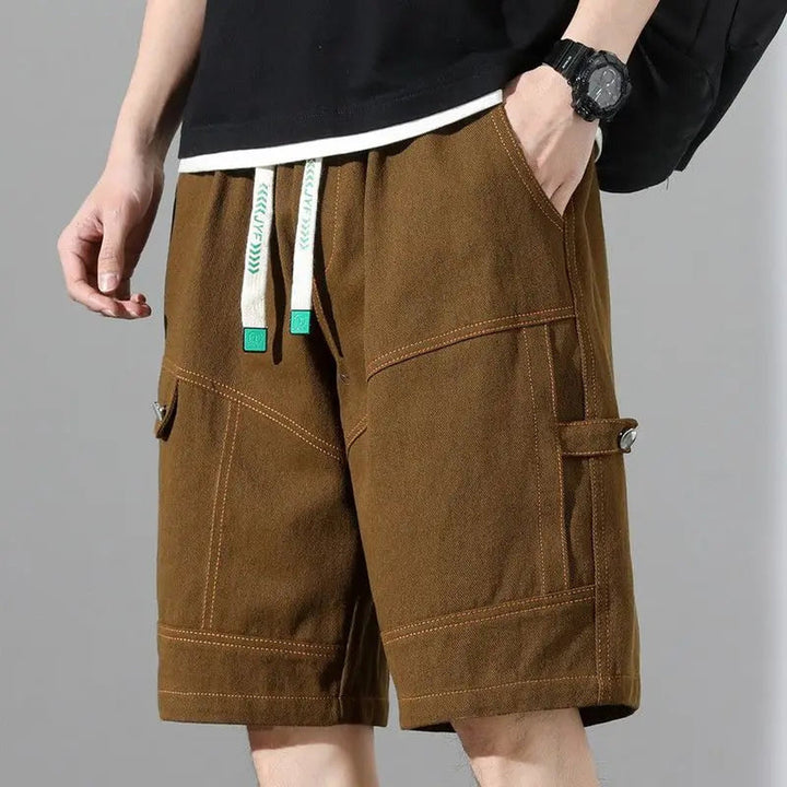 Men's Canvas Cargo Shorts – Bordeaux Relaxed Drawstring Fit – view 3